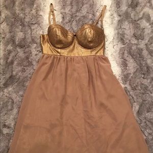 Guess LA Gold Snake Bustier Slip Mini Dress Sz 1